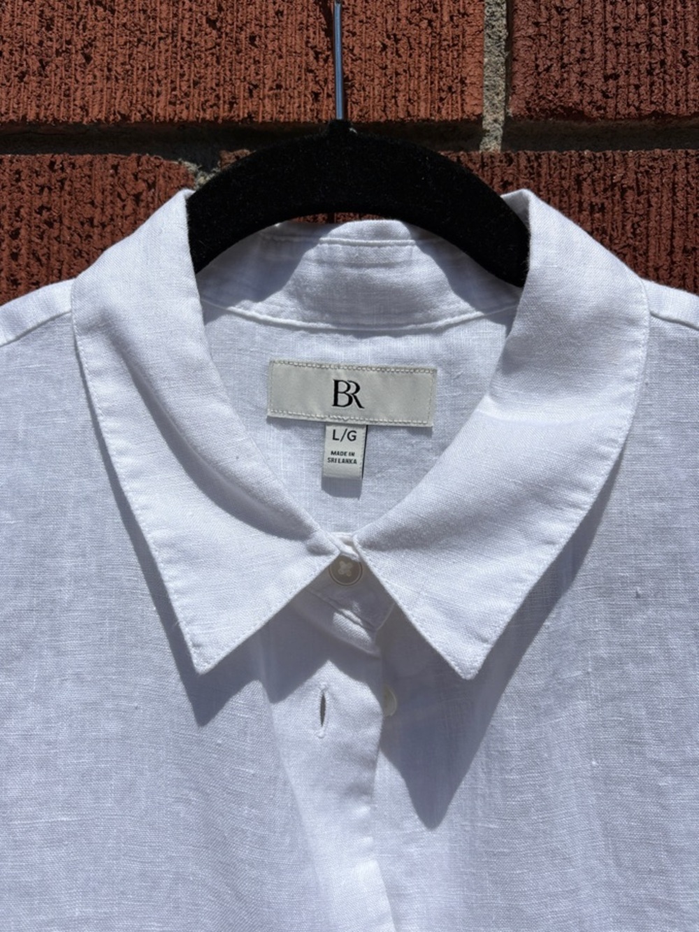 Banana Republic Oversized White Linen Boxy Button-Down Shirt - Point Collar